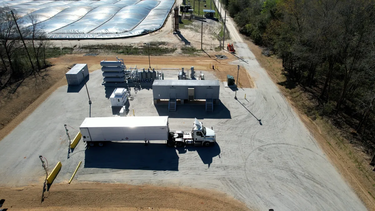 Trucks and equipment at a Sonoco wastewater treatment site.