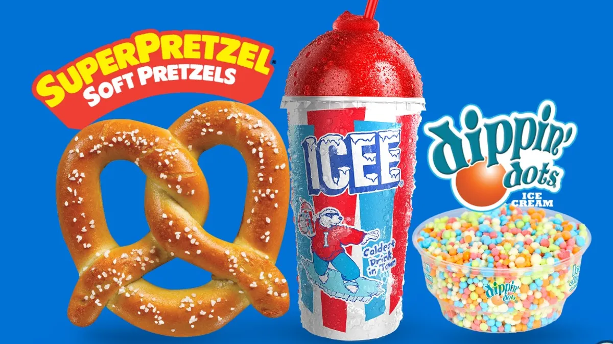 Brands owned by J&J Snack Foods, including Icee and SuperPretzel.