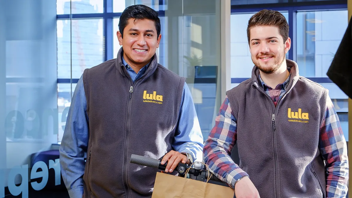 A photo of Lula Convenience's founders, Adit Gupta, CEO (left) and Tom Falzani, CPO (right).