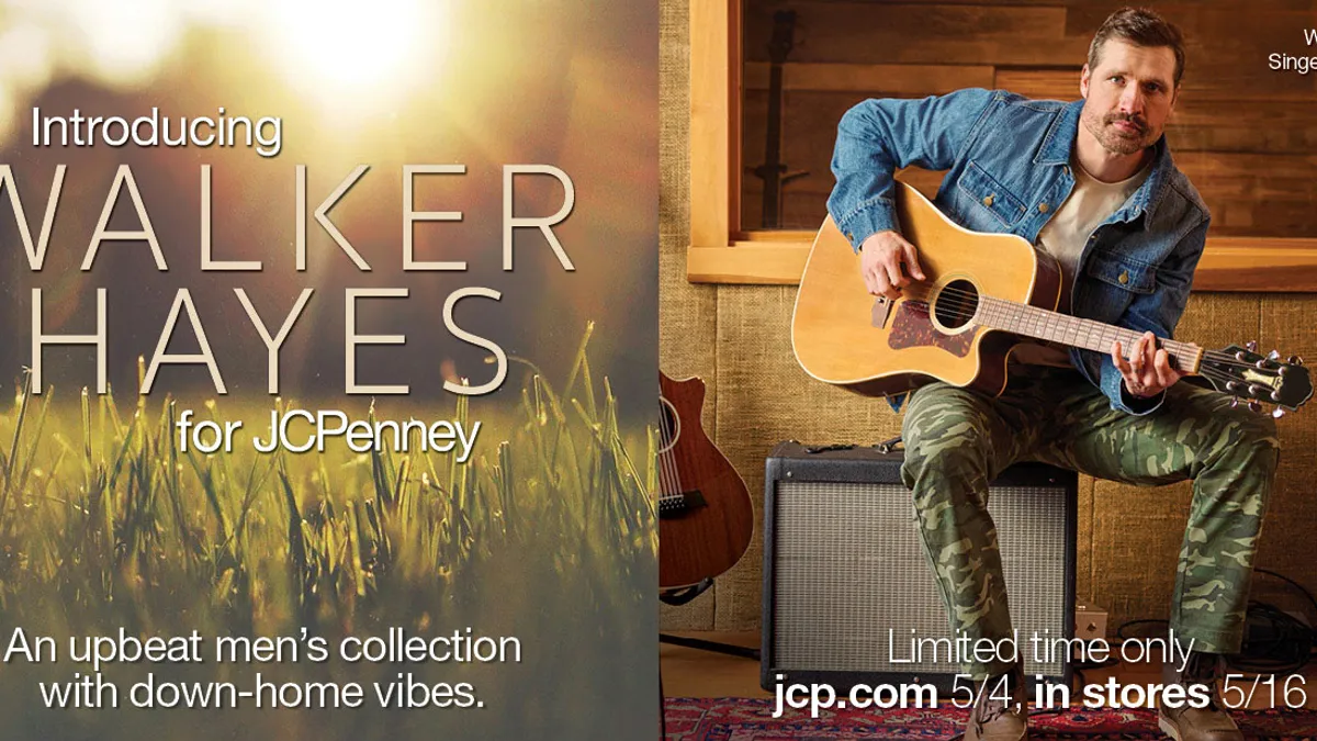 J.C. Penney ad with Walker Hayes with a guitar.