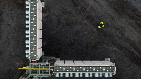 An aerial view of part of Climeworks' Mammoth direct air capture and storage plant