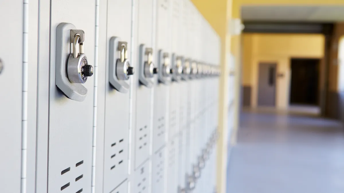 Close Up Of Student Lockers In High School