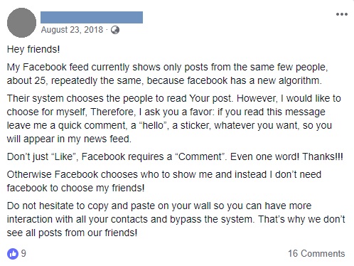 Facebook 25 friends myth post