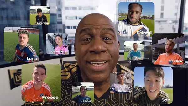 Magic Johnson on a video call with MLS players and content creators.