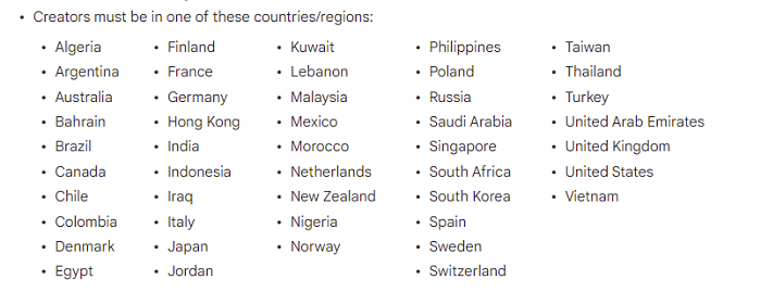 YouTube Shorts Fund regions