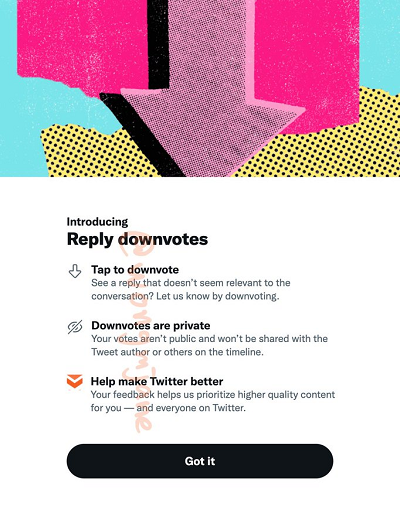 Twitter reply downvotes intro screen