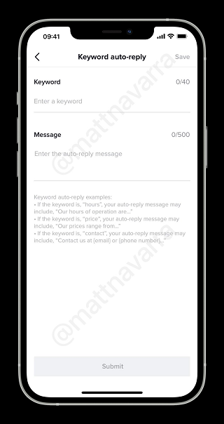 TikTok auto message