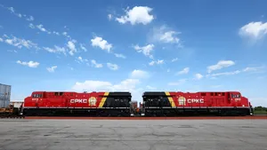 A pair of locomotives with the CPKC logo.