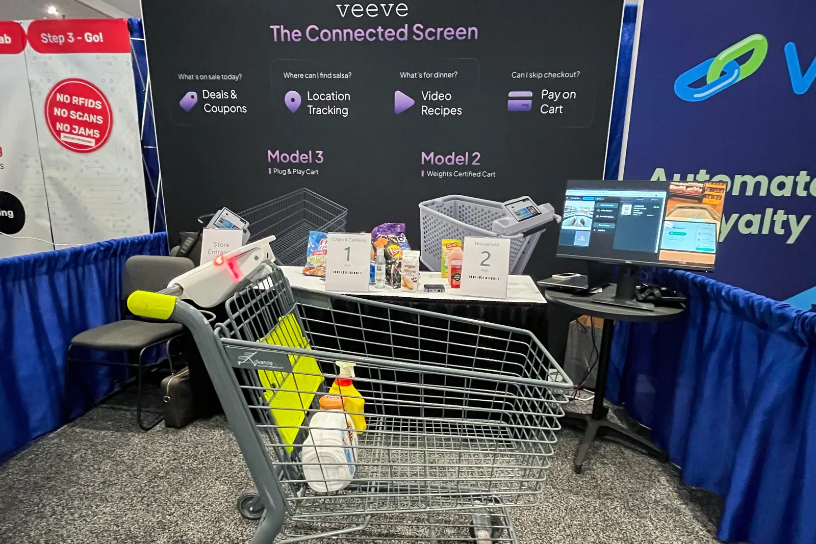 A smart cart at an expo booth at a conference.