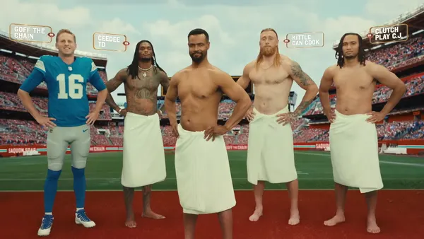 NFL players and Old Spice Guy in an ad