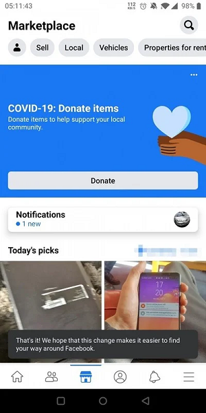 Facebook on Android test