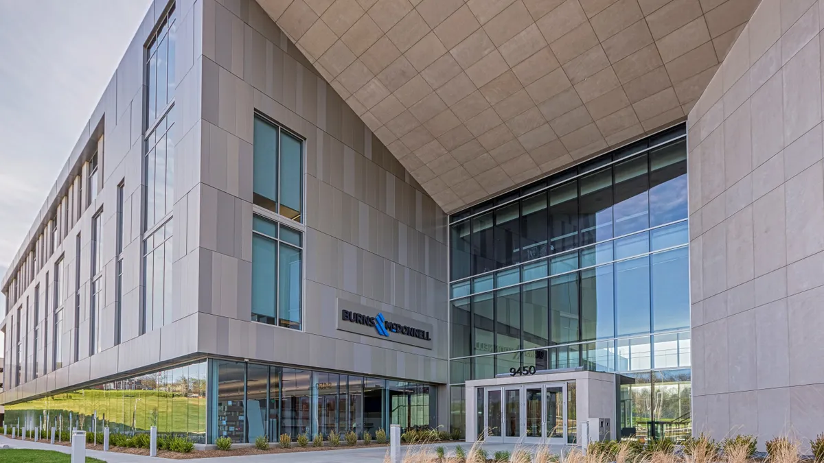 Entrace of the Burns & McDonnell office building in Kansas City, Missouri