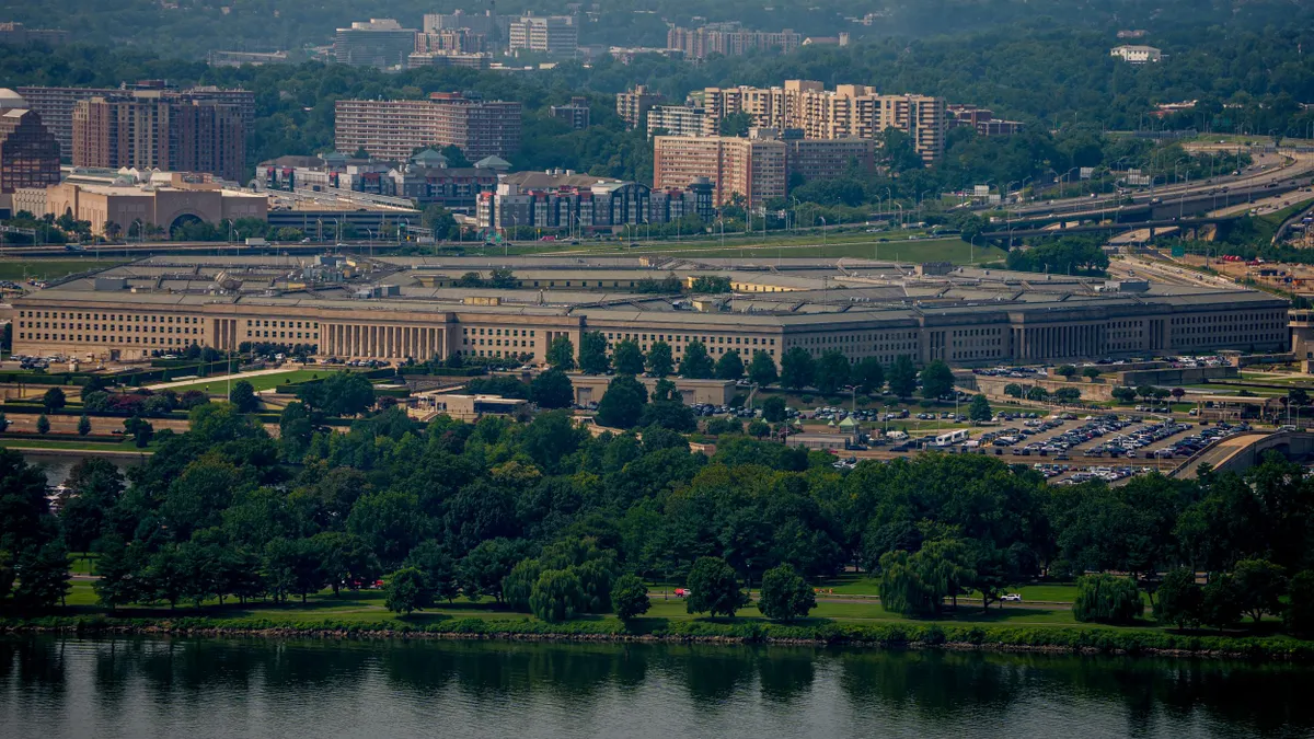 The Pentagon is seen from the Washington Monument.