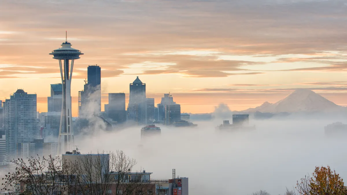 Downtown Seattle and Mount Rainier