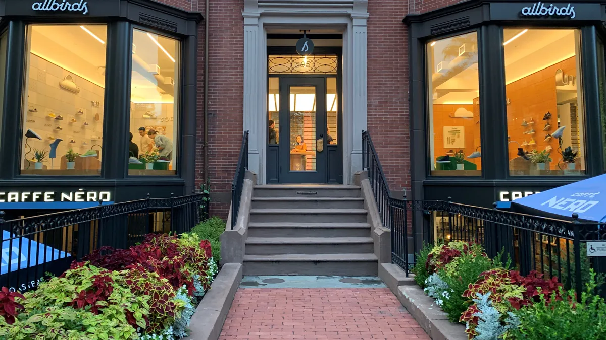 An Allbirds storefront on Newbury Street in Boston.