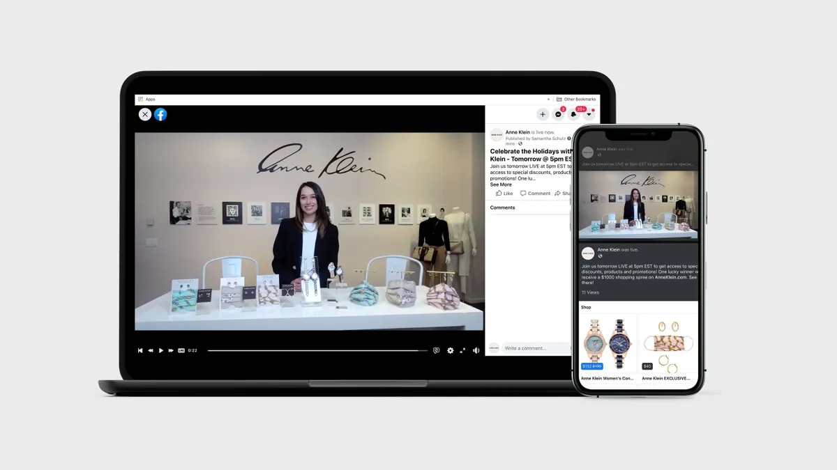 Anne Klein partners with Facebook for livestream shopping.