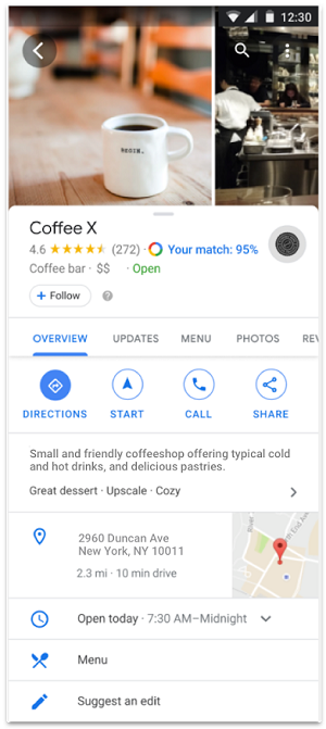 Google My Business profile example