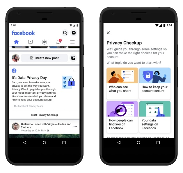 Facebook privacy check-up