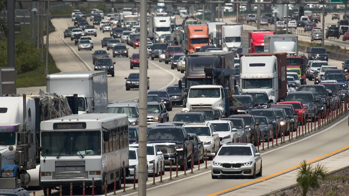 Vehicles are seen on Interstate 95 as people prepare for the busy Memorial Day travel weekend on May 24, 2019 in Miami, Florida.