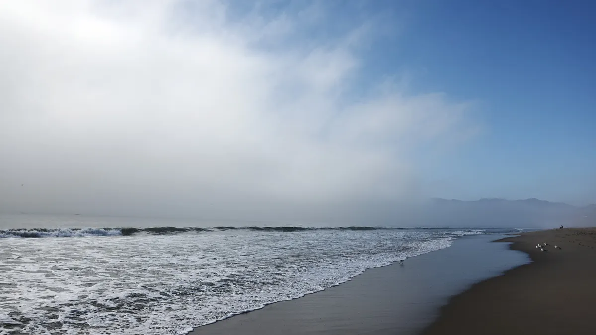 Fog over Pacific Ocean at Santa Monica Beach, Calif; on Dec. 6, 2024