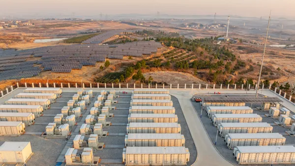 A battery farm at sunrise.