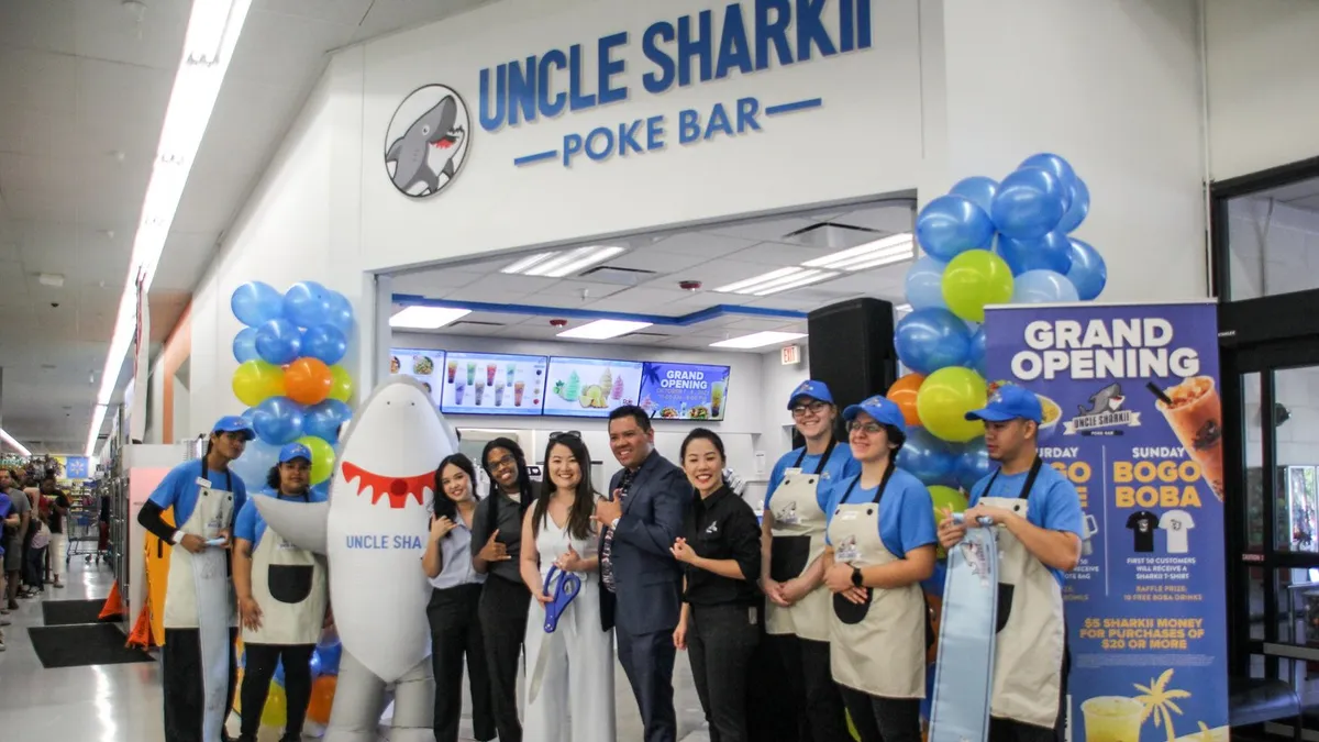 A grand opening celebration at a store.