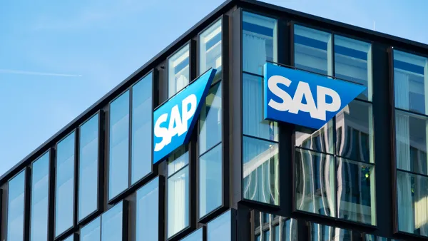 An SAP logo is seen on a building in Frankfurt, Germany, on September 1, 2024.