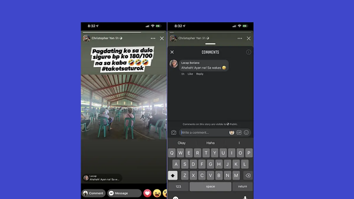 Facebook comments on Stories