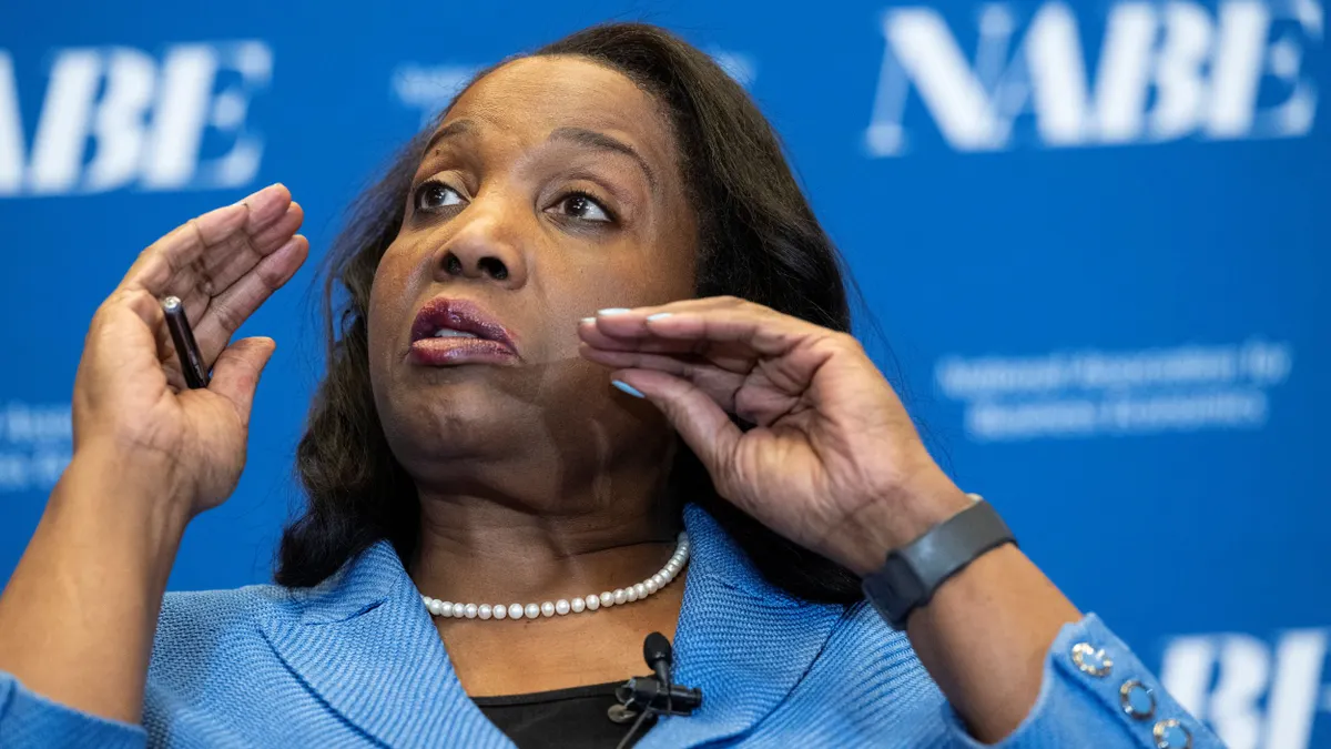 Lisa D. Cook, a member of the Board of Governors of the Federal Reserve, speaks at an event hosted by the National Association for Business Economics.