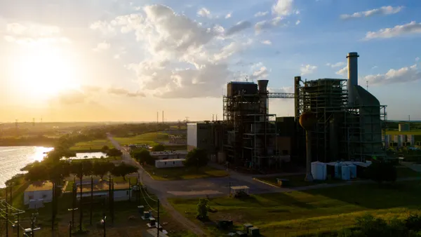 In an aerial view of a power plant