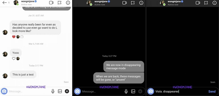 Instagram Direct disappearing