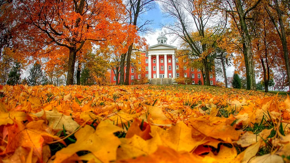 Myers Hall at Wittenberg University during the fall.