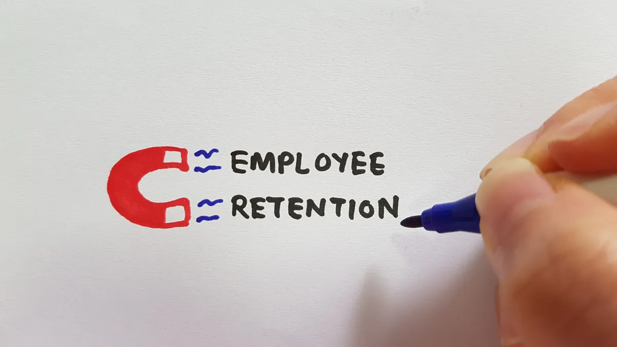 Magnet and the words employee retention