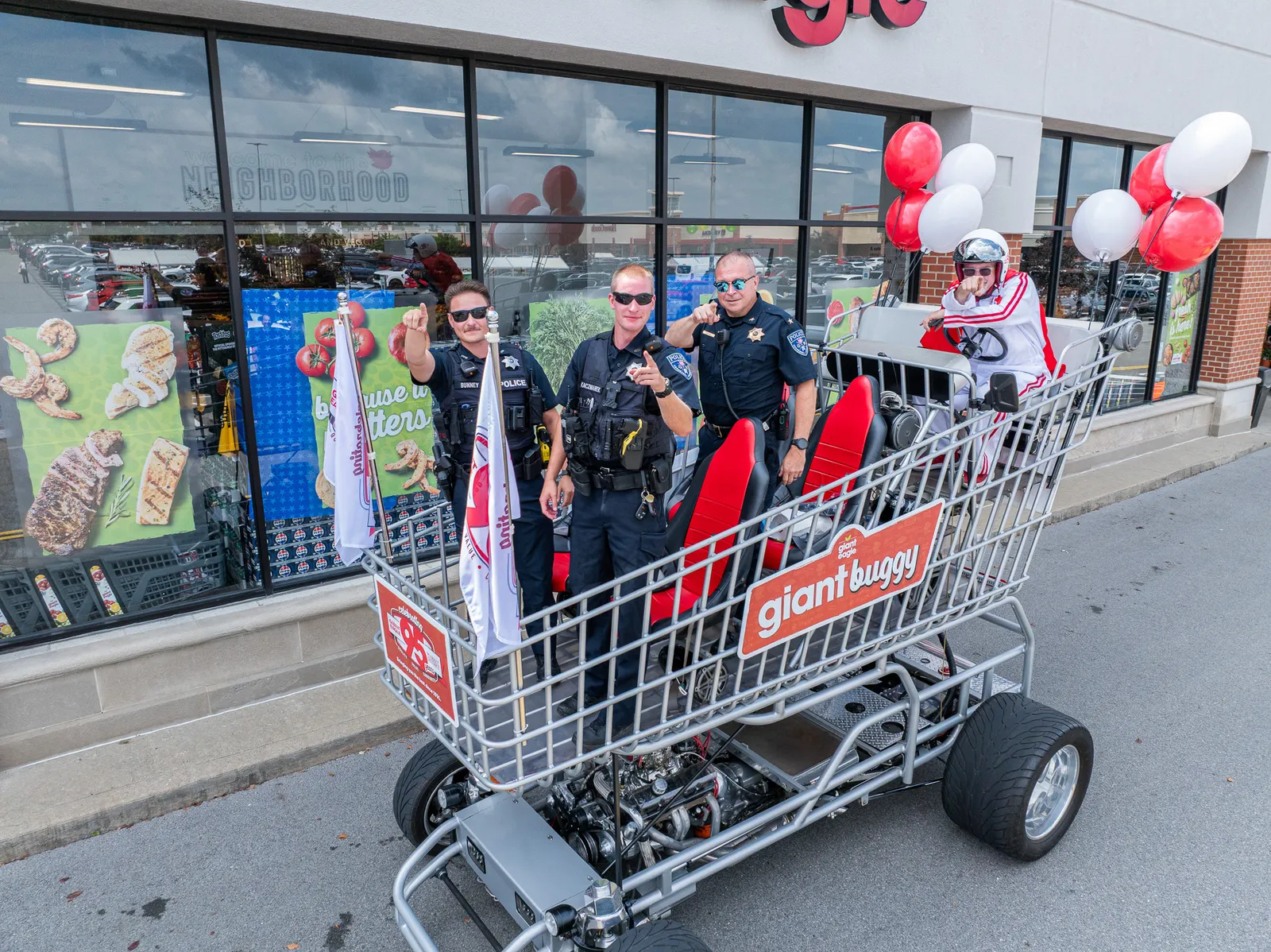 The Giant Buggy outside a store.