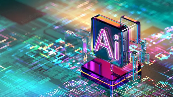 The letters A and I stand on a digital background in a conceptual graphic designed to represent artificial intelligence.
