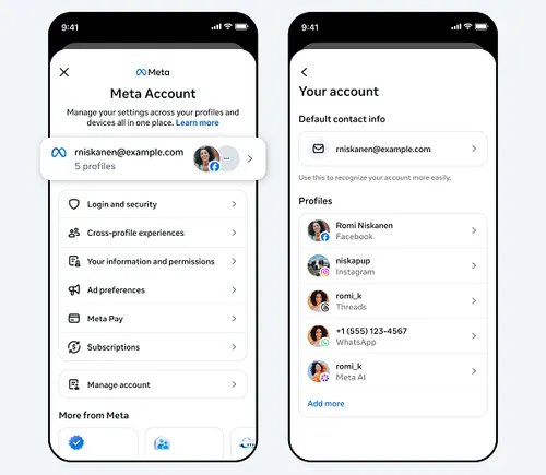 Meta Accounts Center includes more apps and devices