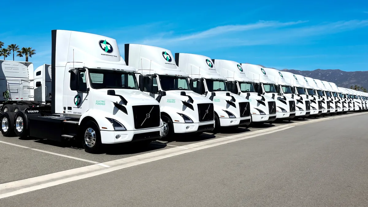 Performance Team row of volvo electric trucks