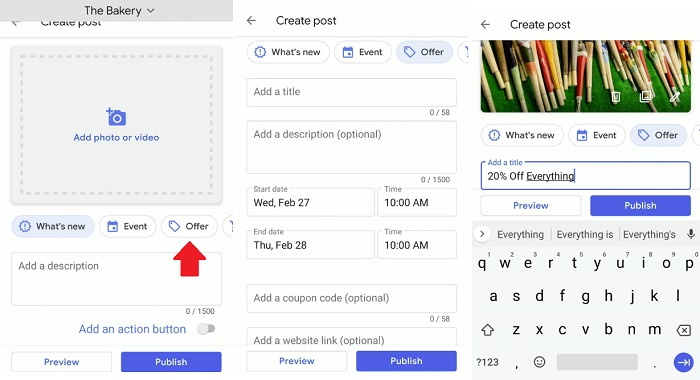 Google offers creation process