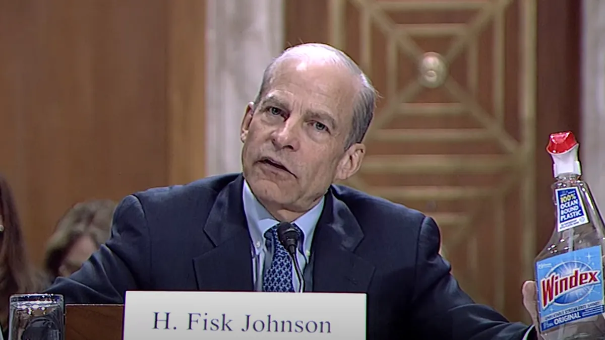 Fisk Johnson, CEO of SC Johnson, testifies before the U.S. Senate Committee on Environment and Public Works.