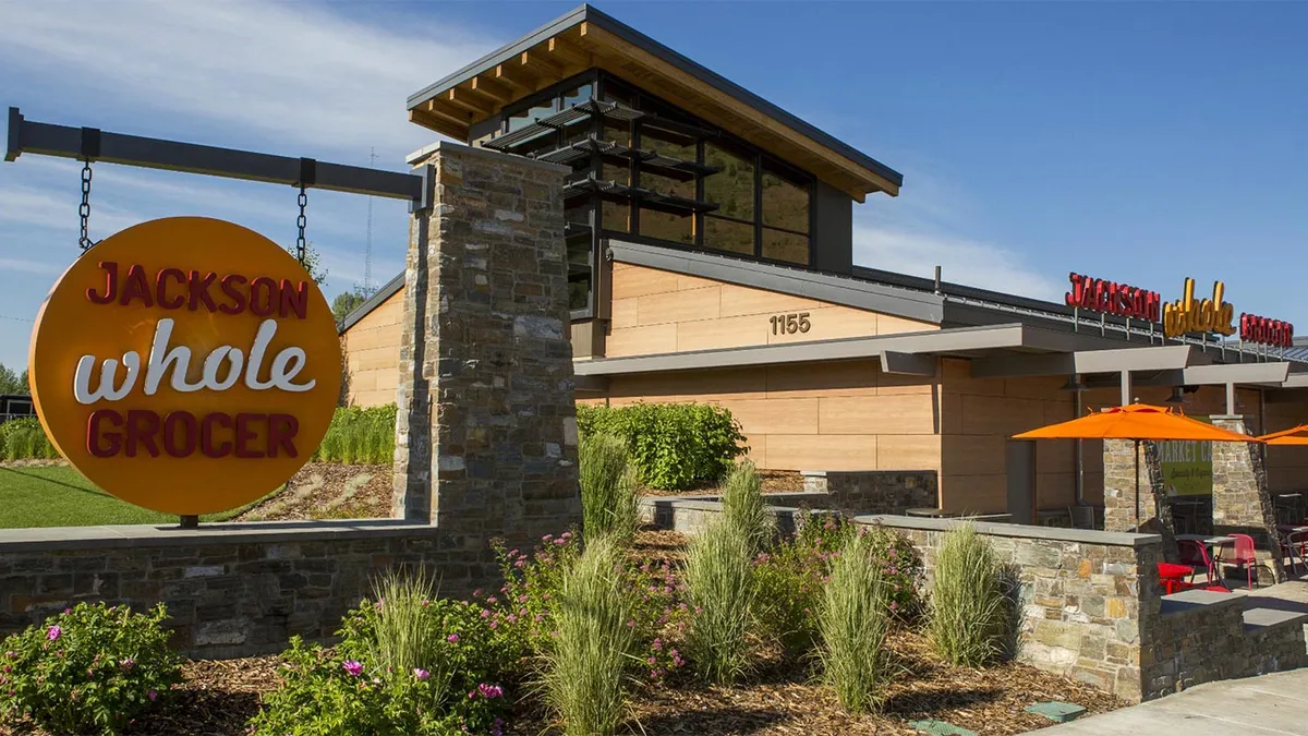 Exterior of Jackson Whole Grocer store in Jackson, Wyoming