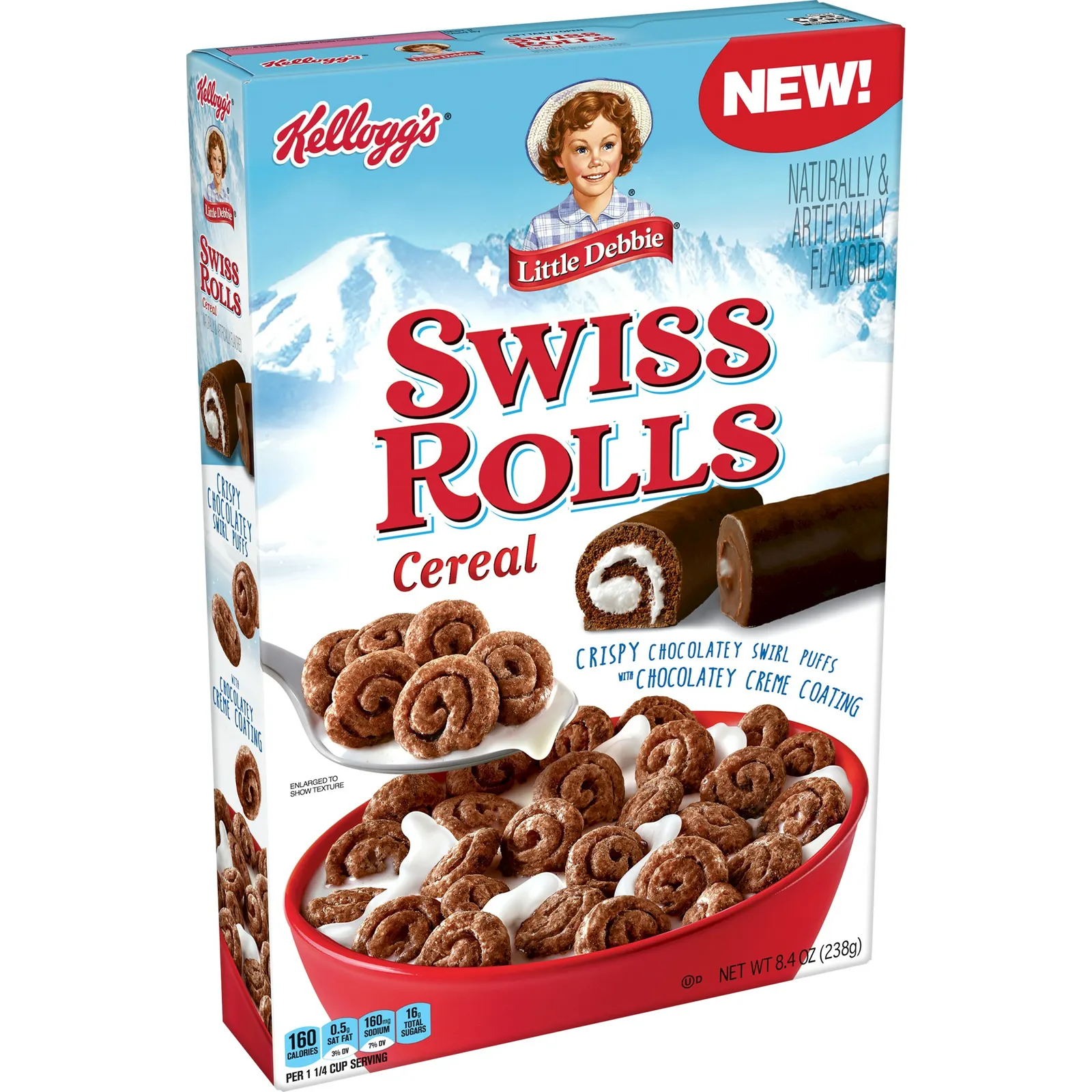 A box of Kellogg's Little Debbie Swiss Rolls Cereal