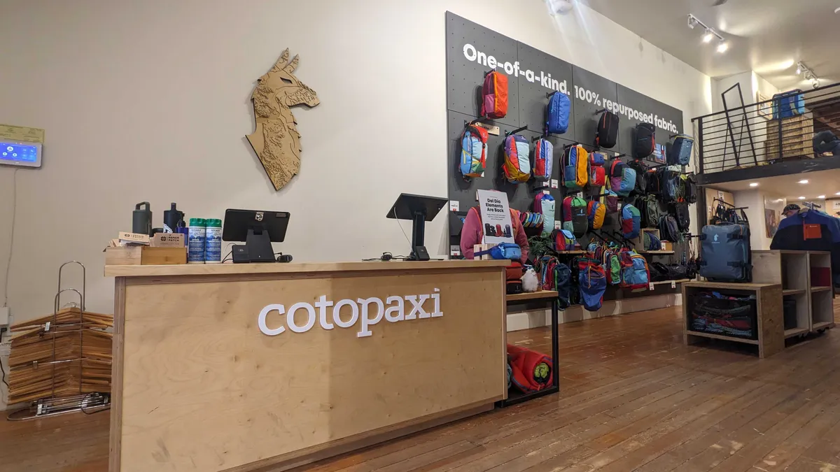 An image of the Cotopaxi logo, taken inside the San Francisco, California retail store on April 29, 2024.