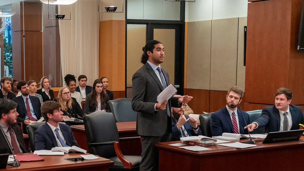 Elon University student at the Charlotte Regional Center speaking in court