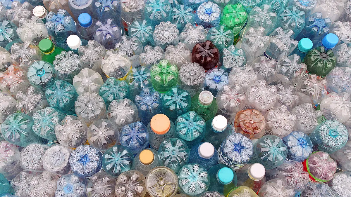 Upside down plastic bottles