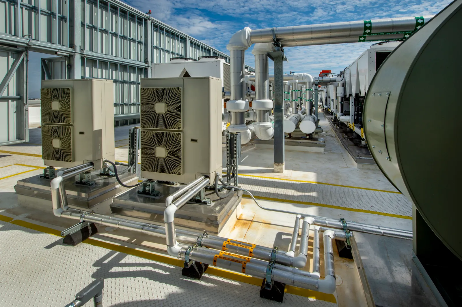 A facilities' rooftop HVAC system.