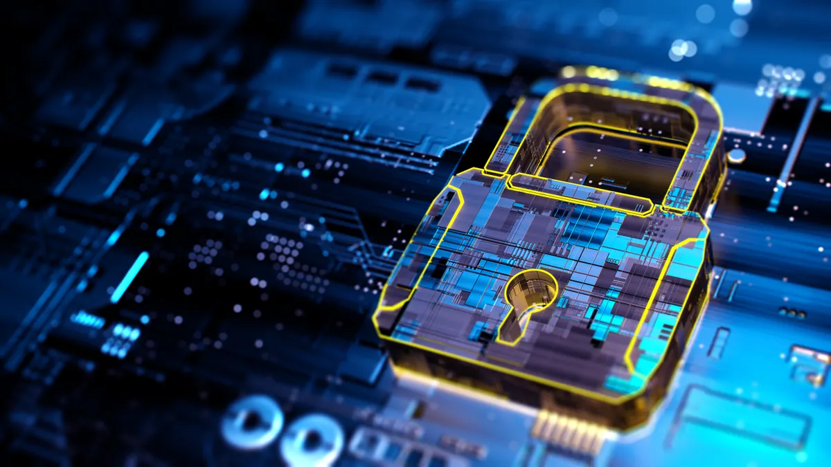 Digital background depicting innovative technologies in security systems, data protection Internet technologies