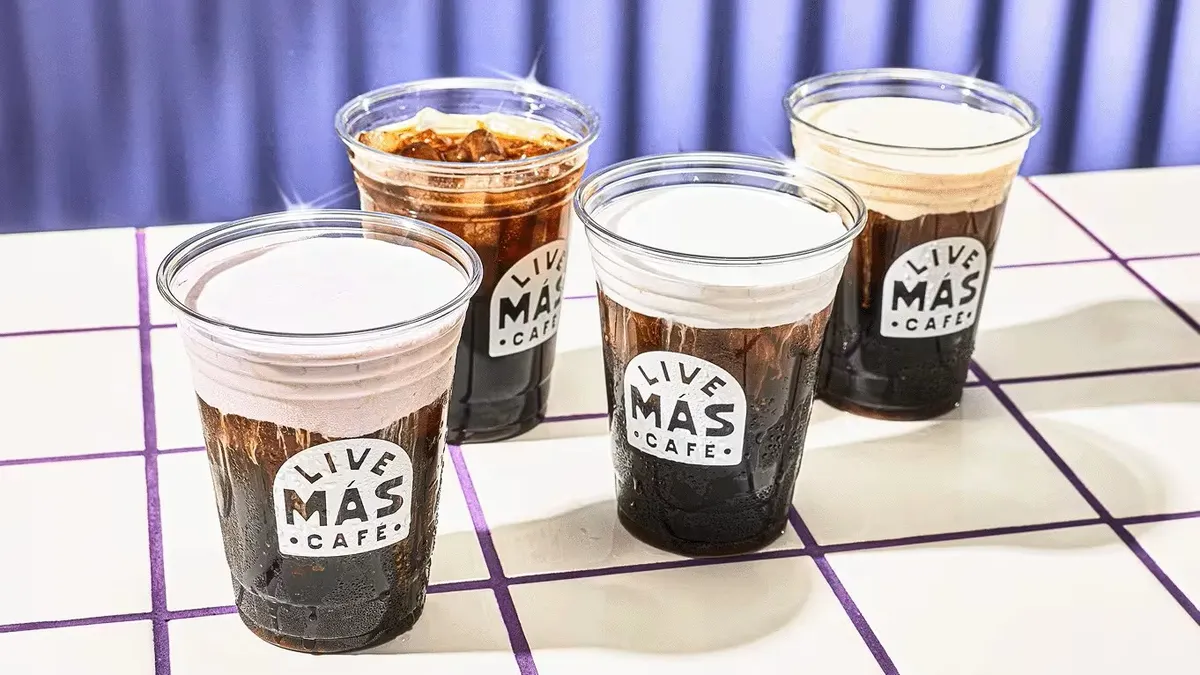 Four Cold Brews, three with flavored cold foam toppings.