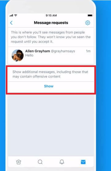 Twitter additional messages filter