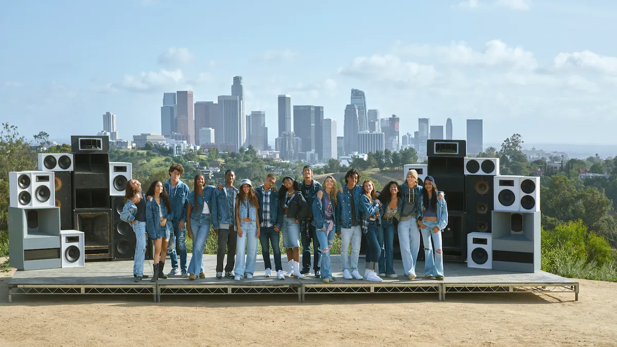 A group of young people as part of American Eagle's 2022 back-to-school campaign