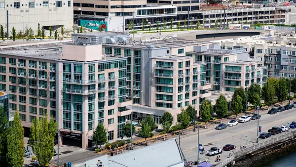 An exterior view of the Marriott Seattle Waterfront hotel in Seattle.